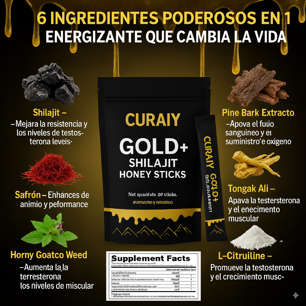 GOLD+ Palitos de Miel con Shilajit